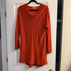 Joan Vass Tunic Top in Vibrant Orange
